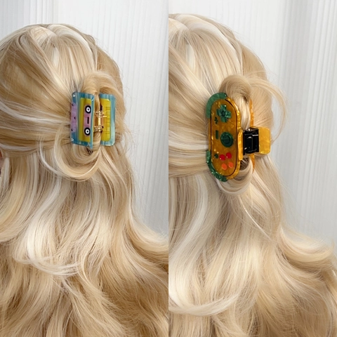 Retro Spielkonsole Kassette Geformte Acetat Haarklammer Lustige Y2K Große Rutschfeste Shark Clip Haarschmuck