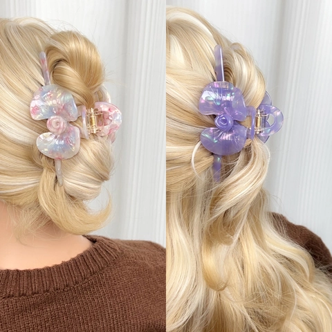 Vintage Französische Acetat Blumen Haarklammer Große Orchidee Hai Clip Elegante Haaraccessoires Für Damen Hochzeit Party