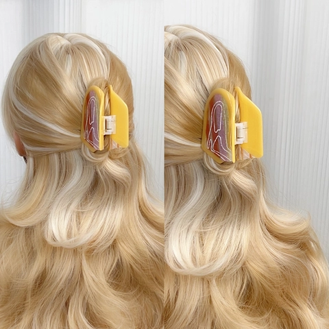 Handgemaakte Acetaat Grote Haarklem Amber Marmerpatroon Shark Clip Elegante Mode Haaraccessoire Voor Dames Styling