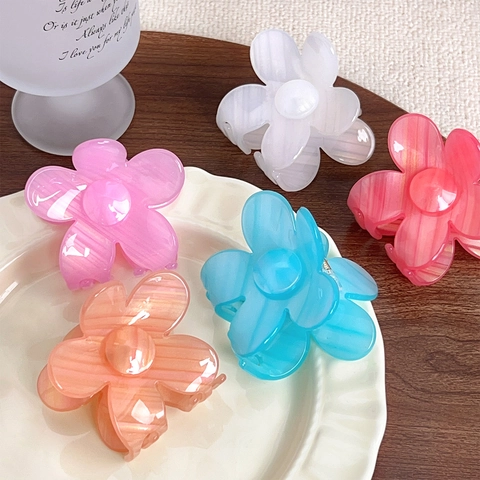 Molletta per Capelli a Fiore in Acetato in Stile Coreano Clip a Squalo in Resina Elegante Accessori per Capelli Floreali Donna