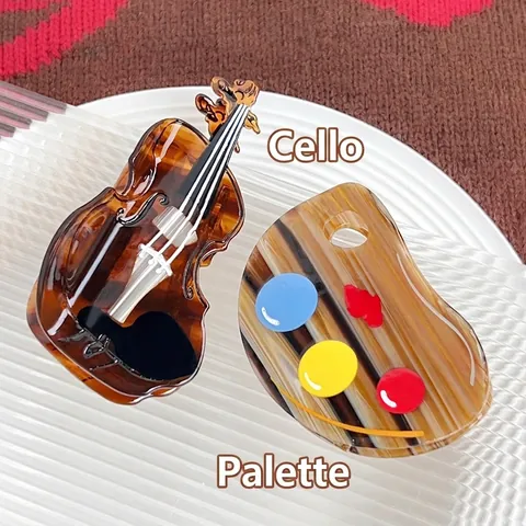 Vintage Acetate Cello And Palette Shape Hair Claw Clips Artistic Retro Large Shark Clip Hair Accessories For Women Girls