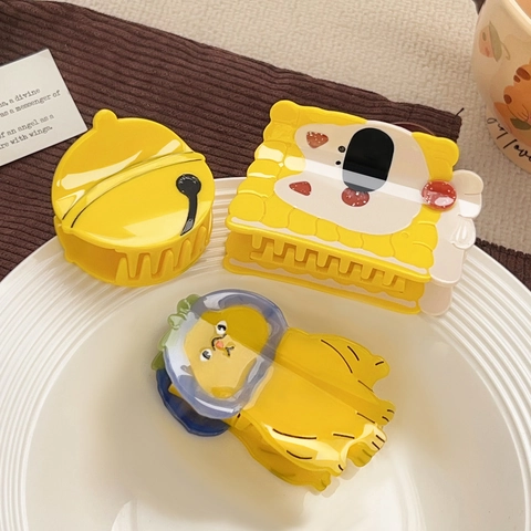 Cartoon Dog Bell Acetate Hair Claw Clips Cute Animal Hair Clamps Handmade Sweet Hair Accessories For Women Girls Yellow Decorative Hair Clips