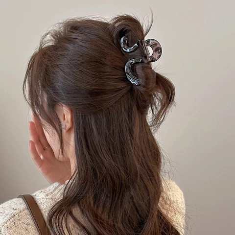 Set Orecchini a Pinza e Cerchietto Tartarugati Vintage in Resina Geometrica Ambra Marrone Grigio Accessori Capelli Donna