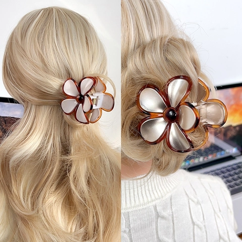 Vintage Frangipani Bloem Haarklem Elegant Hars Schildpad Rand Haarpunten Voor Vrouwen Mode Dagelijks Haarstyling Accessoire
