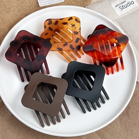 Retrò Semplice Plastica PC Quadrato Cavo Molletta per Capelli Antiscivolo Geometrico Becco di Corvo Elegante Leopardo Accessori Capelli Donna