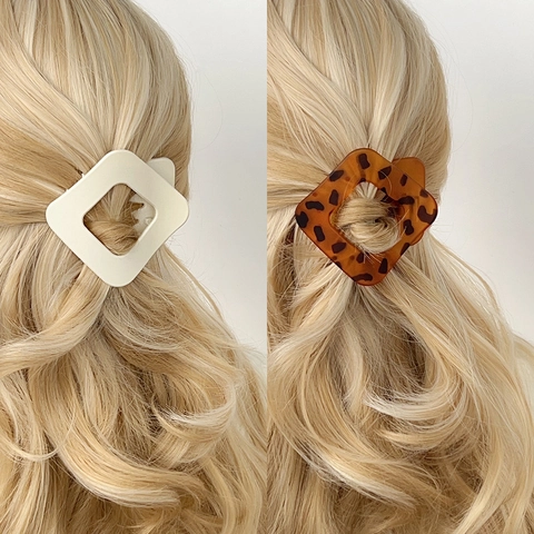 Retrò Semplice Plastica PC Quadrato Cavo Molletta per Capelli Antiscivolo Geometrico Becco di Corvo Elegante Leopardo Accessori Capelli Donna