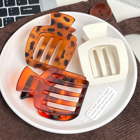 Fermaglio per Capelli a Forma di Trapezio Irregolare in PC Opaco Semplice Forcina Geometrica Grande Pinza per Capelli Tartarugato Accessorio per Acconciature da Donna