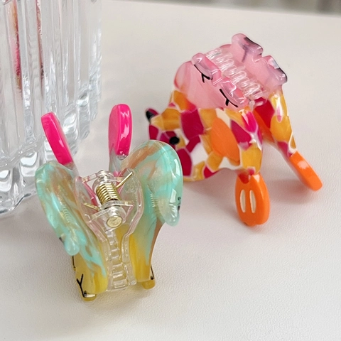 Süße Cartoon Vogel Form Acetat Haarspange Für Damen Patchwork Tier Design Kleine Seitenclip Mode Haarschmuck