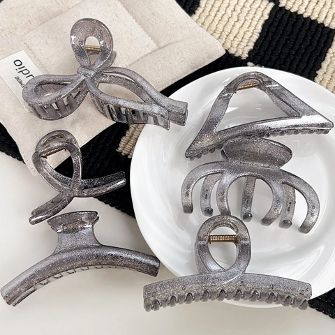 Elegante Glitzer Kunststoff Haarklammern Koreanischer Stil Große Shark Clips Für Damen Täglich Haarschmuck Kopfschmuck