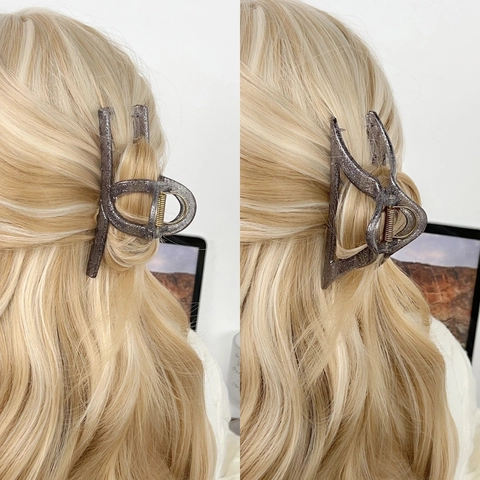 Elegante Glitzer Kunststoff Haarklammern Koreanischer Stil Große Shark Clips Für Damen Täglich Haarschmuck Kopfschmuck