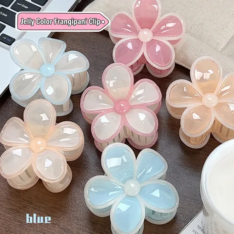 Pinzas para el Cabello de Flor de Frangipani de Color Gelatina de Verano para Mujeres Accesorios para el Cabello de Plástico