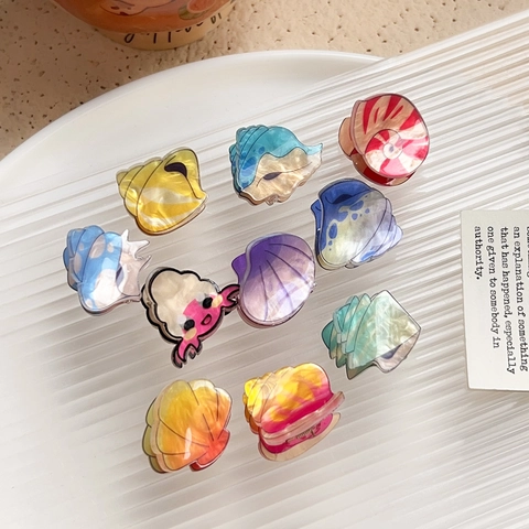 Süße Mini Meeres Schnecke Muschel Acryl Haarkrallen Clips Süße Tier Hai Haarklammern Für Kinder Mädchen Mode Täglich Haarschmuck