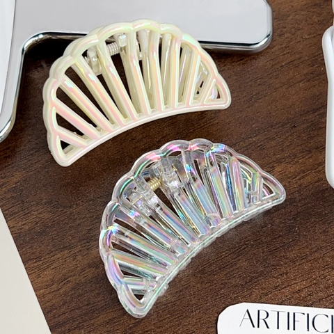 Irisierende Muschel Haarklammer Minimalistische Hohle Fächerförmige Haarkralle Für Damen Elegante Tägliche Haaccessoires