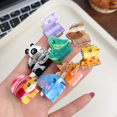 Simpatici Fermagli per Capelli in Acrilico Animali Cartoni Panda Leone Elefante Giraffa Volpe Fermagli Mini per Ragazze