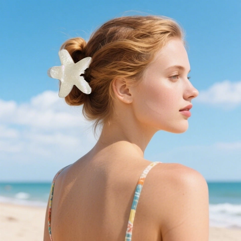 Sommer Strand Seestern Haarkralle Glitzer Acetat Haarklammer Perlmutt Schalenstruktur Haarschmuck Für Damen Urlaub