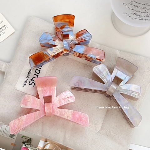 Große Schleife Haarklammer Für Damen Acryl Marmor Textur Glitzer Haargreifer Koreanischer Stil Süß Schmetterling Kopfschmuck