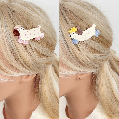 Cartoon Hund Haarspange Acetat Tierform Seitenclip Punkt Hund Mit Hut Für Mädchen Kinder Frauen Haarschmuck Geschenk