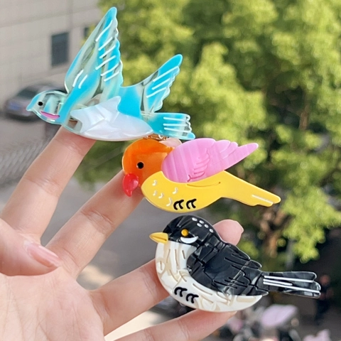 Fermaglio per Capelli a Forma di Uccello Rondine in Acetato per Donne Ragazze Motivo Animale Clip a Becco d'Anatra Texture Marmorizzata Accessori per Capelli