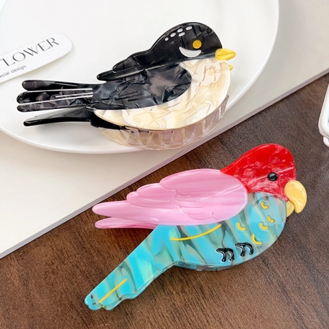Acetaat Vogel Haarklauw Clip Uniek Dierontwerp Grote Haarklem Voor Dames Elegant Marmerpatroon Haaraccessoires