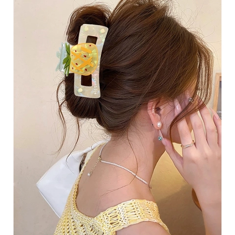 Molletta per Capelli in Acrilico con Frutta Fresca Quadrata Dolce Motivo Fragola Mela Ciliegia Accessorio per Capelli Donna Ragazze