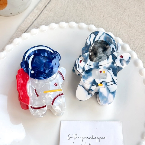 Cartoon Astronaut Acetaat Haarklem Schattige Ruimtevaarder Haarklem Voor Dames Haarstyling Accessoires