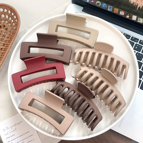 Minimalista Pinza per Capelli Rettangolare Opaca Grande Shark Clip Osso di Drago Accessori per Capelli Donna
