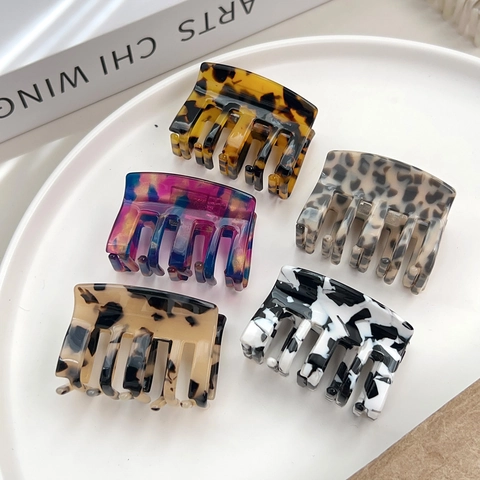 French Vintage Acetate Hair Claw Clips Marble Tortoise Shell Pattern Geometric Shark Clips For Women Styling Accessories
