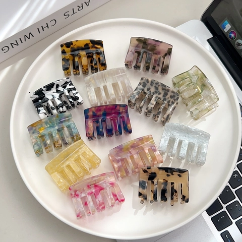 French Vintage Acetate Hair Claw Clips Marble Tortoise Shell Pattern Geometric Shark Clips For Women Styling Accessories