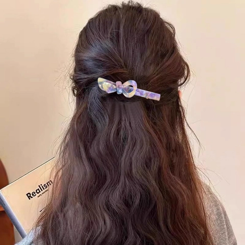 Pinza para el Cabello con Lazo de Acetato para Mujer Simple Textura de Mármol Pico de Pato Accesorios para el Cabello Niña