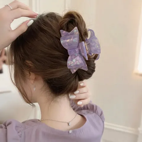 Pinza per Capelli Francese Vintage in Acetato a Fiocco Elegante Effetto Marmo Cangiante Accessori per Capelli Donna
