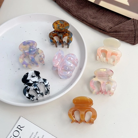 Petites Pinces à Cheveux en Acétate Motif Marbre Écaille de Tortue Épingles à Cheveux Poulpe Requin Élégant Style Coréen Accessoires Femme