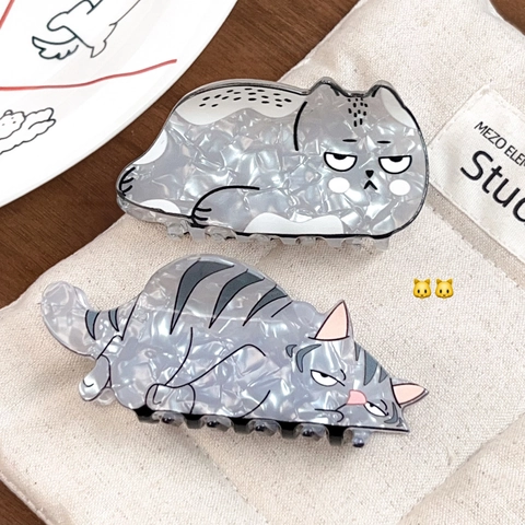Simpatico Fermaglio per Capelli a Forma di Gatto Cartone Animato Gatto Ciccione Accessori per Capelli in PVC Stampato in 3D per Donna