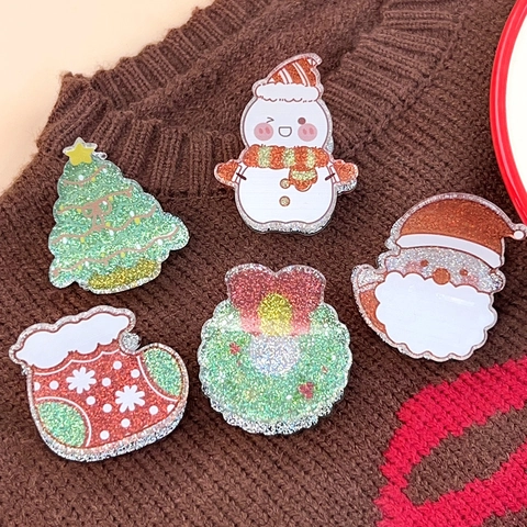 Acryl Weihnachten Haarklammer Weihnachtsmann Schneemann Lebkuchenmann Rentier Festliche Shark Clip Haarschmuck Für Damen Mädchen