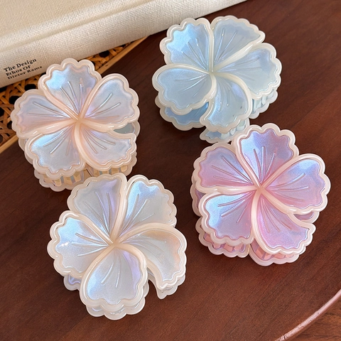Iridescent Flower Hair Claw Clip Pearlescent Flower Hair Accessories For Women Seaside Holiday Beach Travel Hairpin