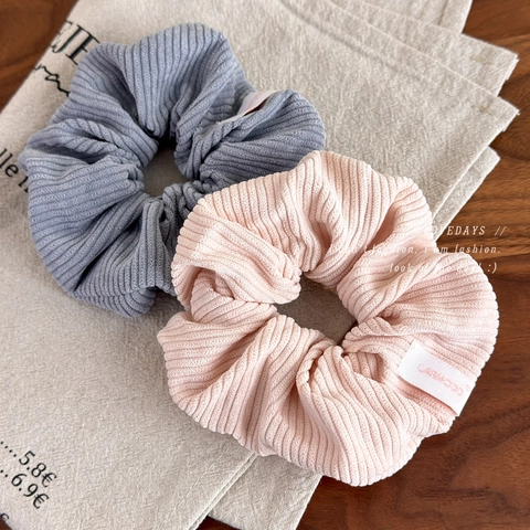 Vintage Corduroy Large Scrunchies Soft Ribbed Fabric Hair Ties Sweet Solid Color Hair Accessories For Women Daily Dating Hair Rings
