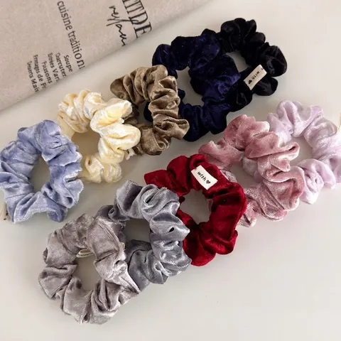 Coleteros de Terciopelo Suave Elásticos para el Cabello Color Sólido Vintage Sujetadores de Coleta para Mujeres Niñas