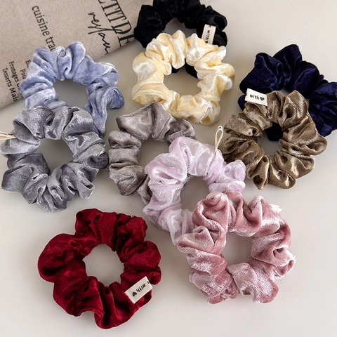 Soft Velvet Hair Scrunchies High Elastic Hair Ties Vintage Solid Color Ponytail Holders For Women Girls Hair Accessories