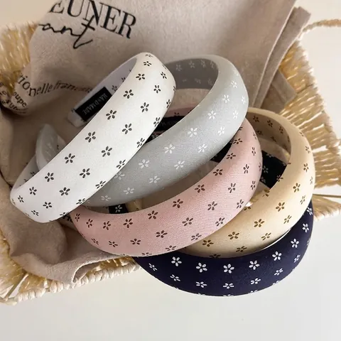 Korean Style Fresh Floral Cloth Padded Headband For Women Thickened Sponge Hair Band Sweet Daily Headwear Accessories
