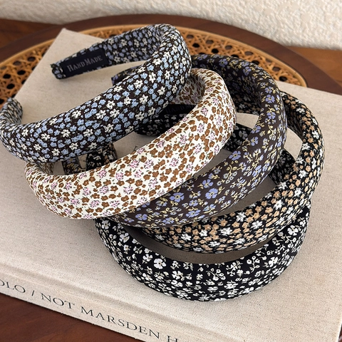 Cerchietto in Spugna Floreale Romantico Francese per Donna Fascia per Capelli in Tessuto Retrò Elegante Dolce Accessori Capelli