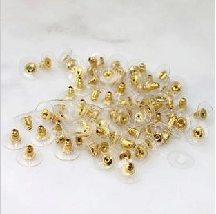 Farfallina Orecchino Solo in Metallo Con Disco Trasparente di Stabilizzazione in Silicone Plastica per Componenti Gioielli Fai da Te Oro Argento