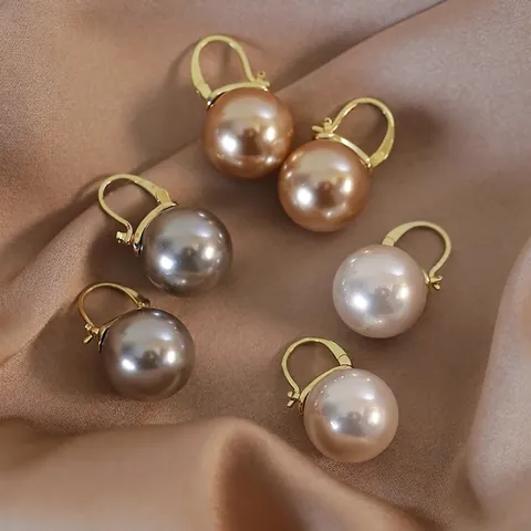Französische Vintage Große Künstliche Perle Ohrhänger Elegante Legierung Hebel-Ohrringe Für Damen Hochzeit Party Schmuck