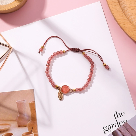 Koreanischer Stil Minimalistisch Geflochtenes Unregelmäßiges Stein Armband Damen Süß Verstellbar Quaste Perlen Legierung Schmuck Geschenk