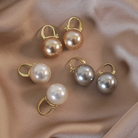 Französische Vintage Große Künstliche Perle Ohrhänger Elegante Legierung Hebel-Ohrringe Für Damen Hochzeit Party Schmuck