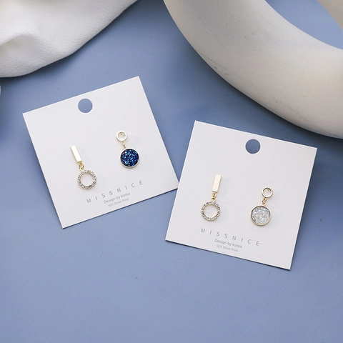 Asymmetrische Sternenhimmel Ohrstecker Mit 925 Sterling Silber Stift Legierung Vergoldet Strass Kristall Schmuck