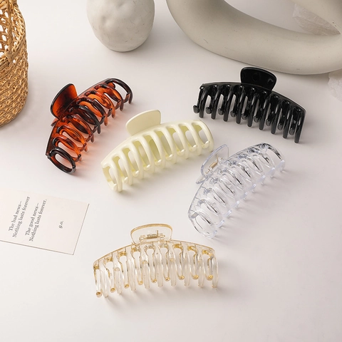 Grande Molletta per Capelli in Acrilico per Donna Elegante Stile Coreano Morsetto a Squalo Antiscivolo per Capelli Spessi