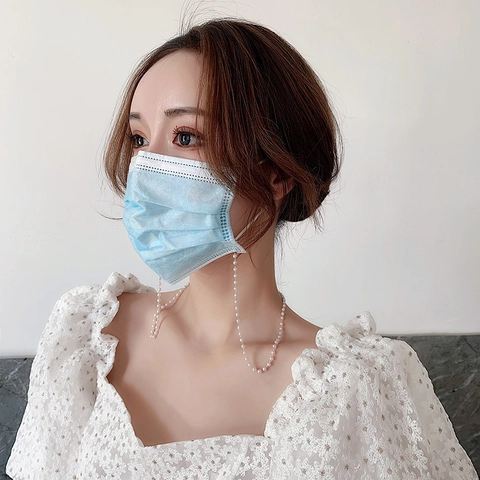 Elegante Kunstperle Kristallperle Halskette Brillenkette Für Damen Vintage Legierung Multifunktionale Maskenband Schmuck