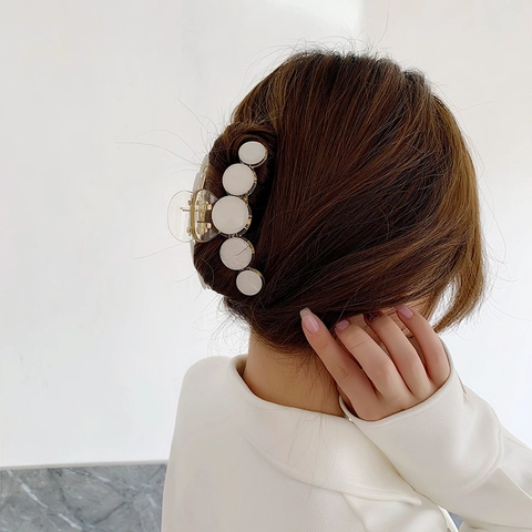Elegante Pinza de Pelo de Acrílico Vintage Francés Con Decoración de Perla Artificial para Mujer Pinza de Pelo de Sirena Elegante Accesorios para el Cabello