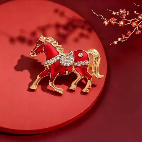 Broche de Caballo Creativo de Aleación Esmalte Diamantes de Imitación Animal Pin de Solapa Estilo Occidental Joyería de Moda Accesorios para Mujeres Hombres Regalo