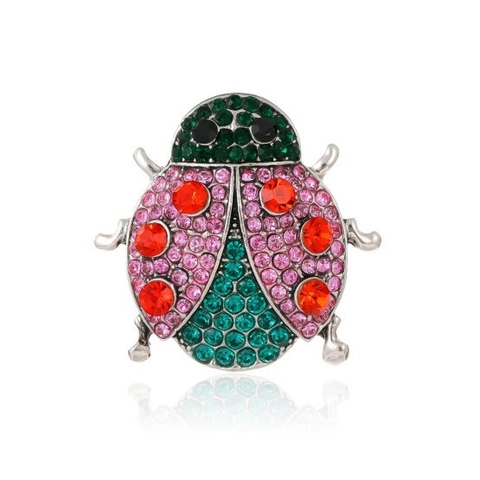 Broche de Mariquita de Moda con Diamantes de Imitación Incrustados Aleación Animal Insecto Corsage Joyería Decorativa para Mujer Accesorios de Ropa Regalo