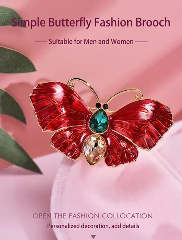 Vintage Elegante Legering Vlinder Brosche Voor Vrouwen Met Emaille Ambacht Strass Ingelegde Kleding Decoratieve Speld